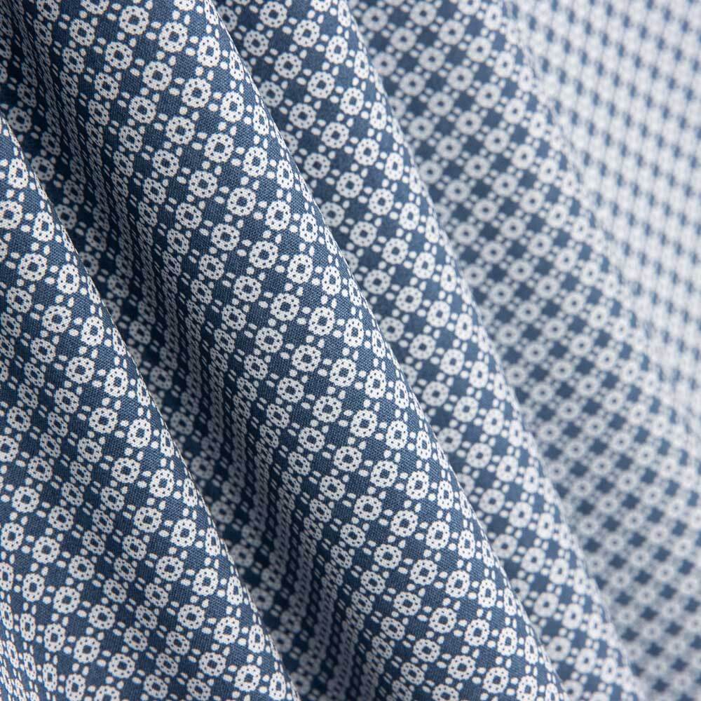 Mini-chemise en coton géométrique bleue - Ribes y Casals