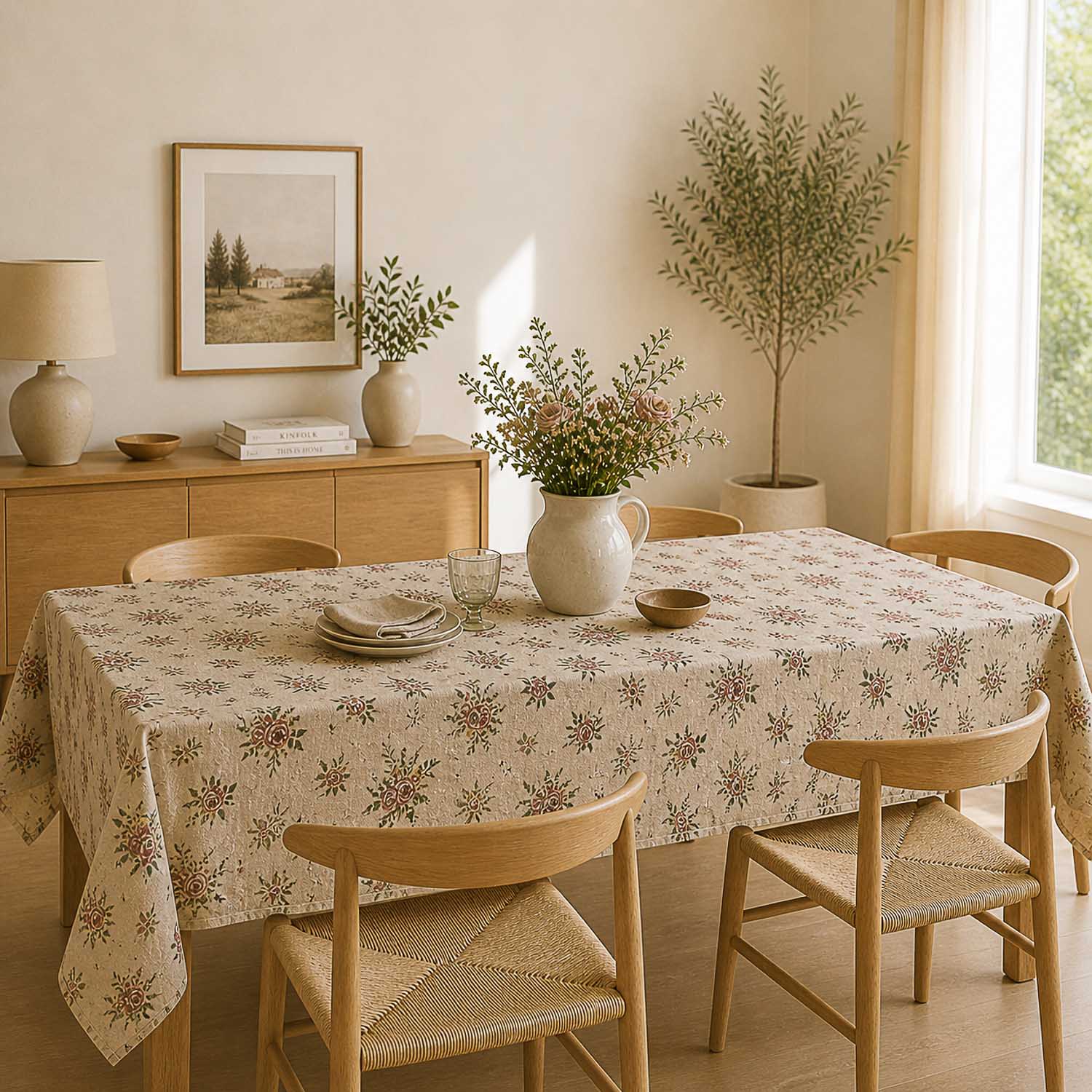 Toile imprimée floral romantique sur fond beige - Ribes y Casals