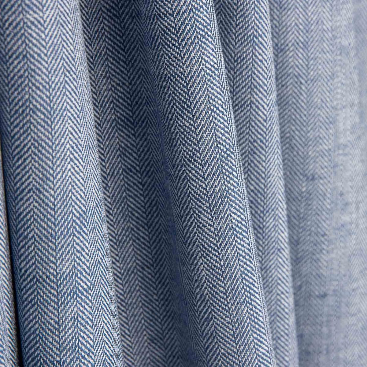 Chambray lin-coton à chevrons bleu - Ribes y Casals