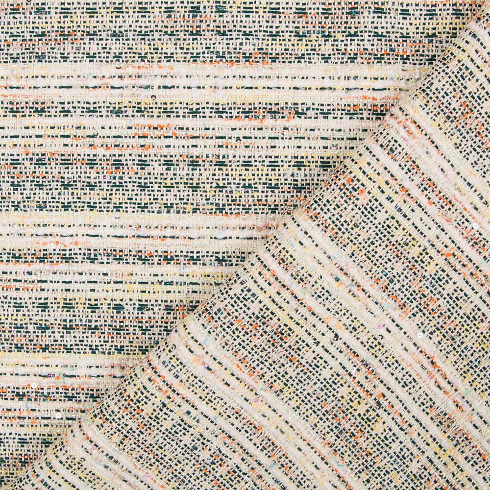 Tweed Listé Vert Bouteille Lamé - Ribes y Casals