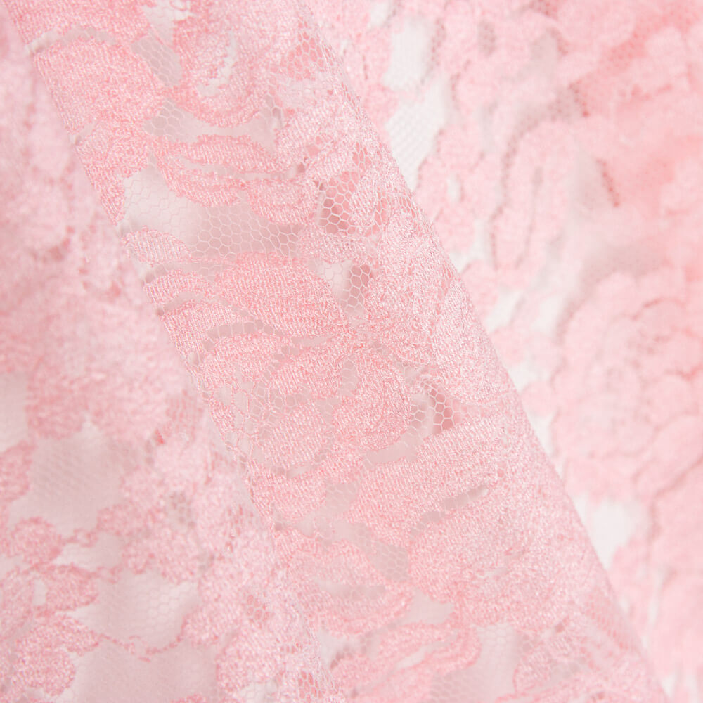 Tissu Chantilly Fleur Rose Clair - Ribes y Casals