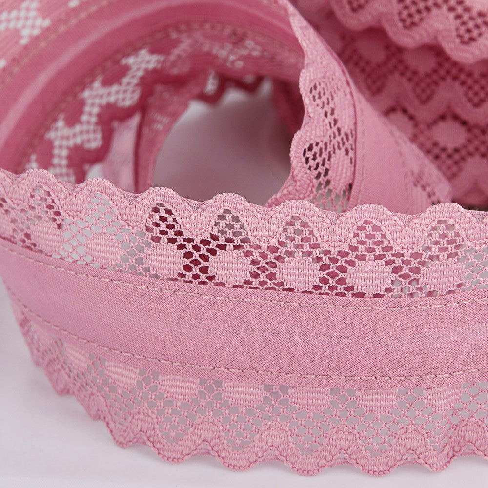 Biais Dentelle Ruban Rose 53mm - Ribes y Casals