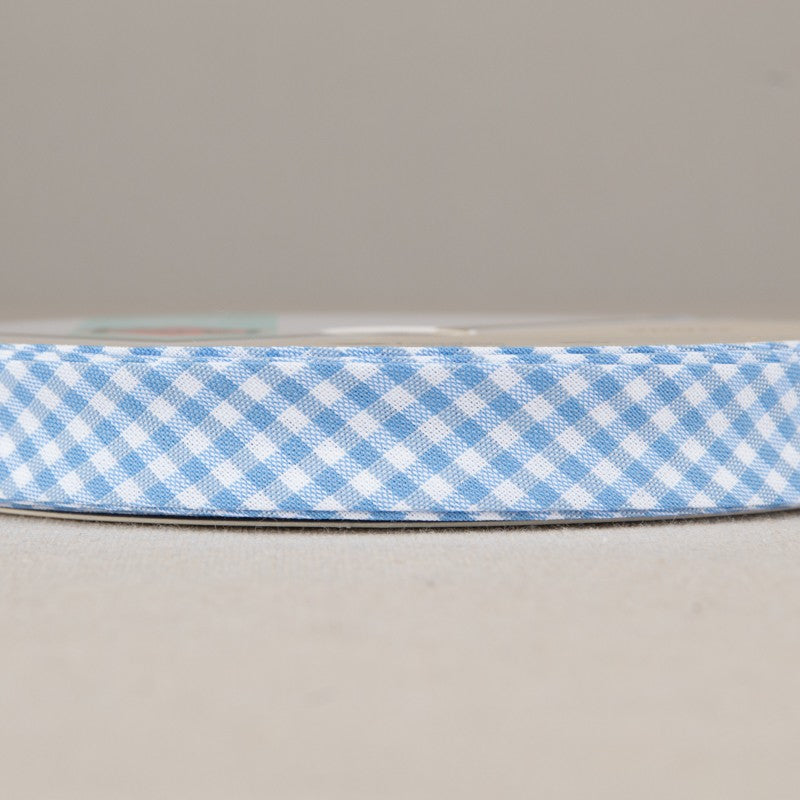 Ruban Biais Vichy Bleu Ciel 18mm - Ribes y Casals