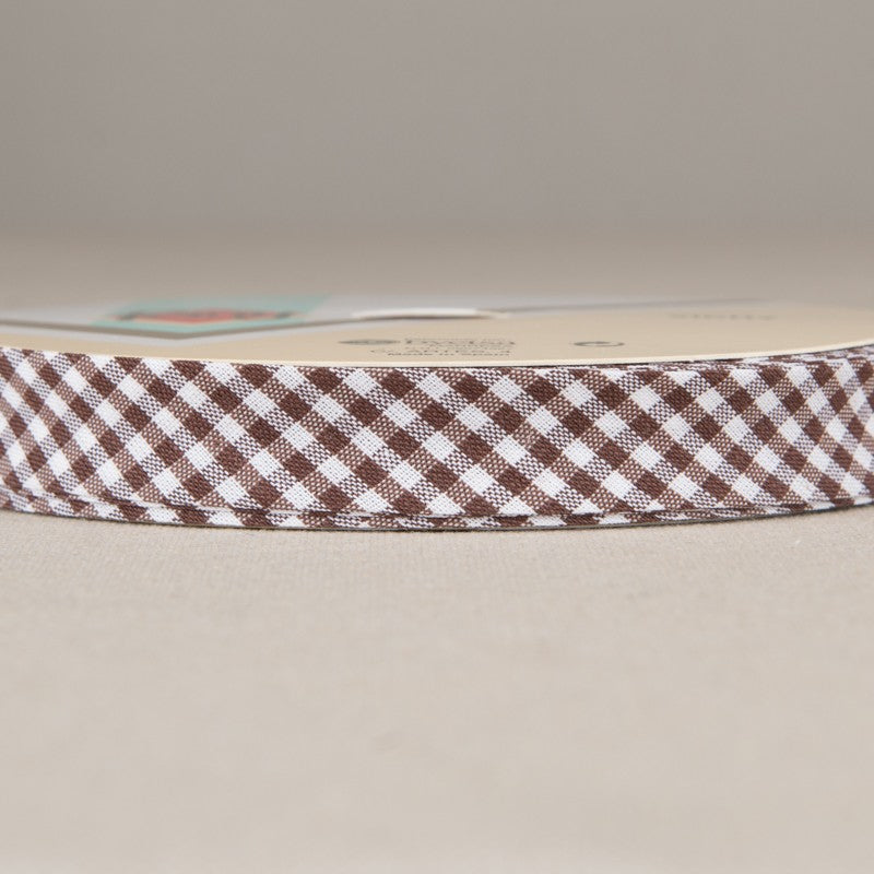 Ruban Biais Vichy Marron 18mm - Ribes y Casals