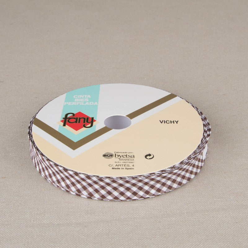 Ruban Biais Vichy Marron 18mm - Ribes y Casals
