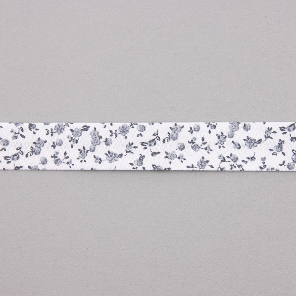 Ruban Biais Fleur Gris 18 mm - Ribes y Casals
