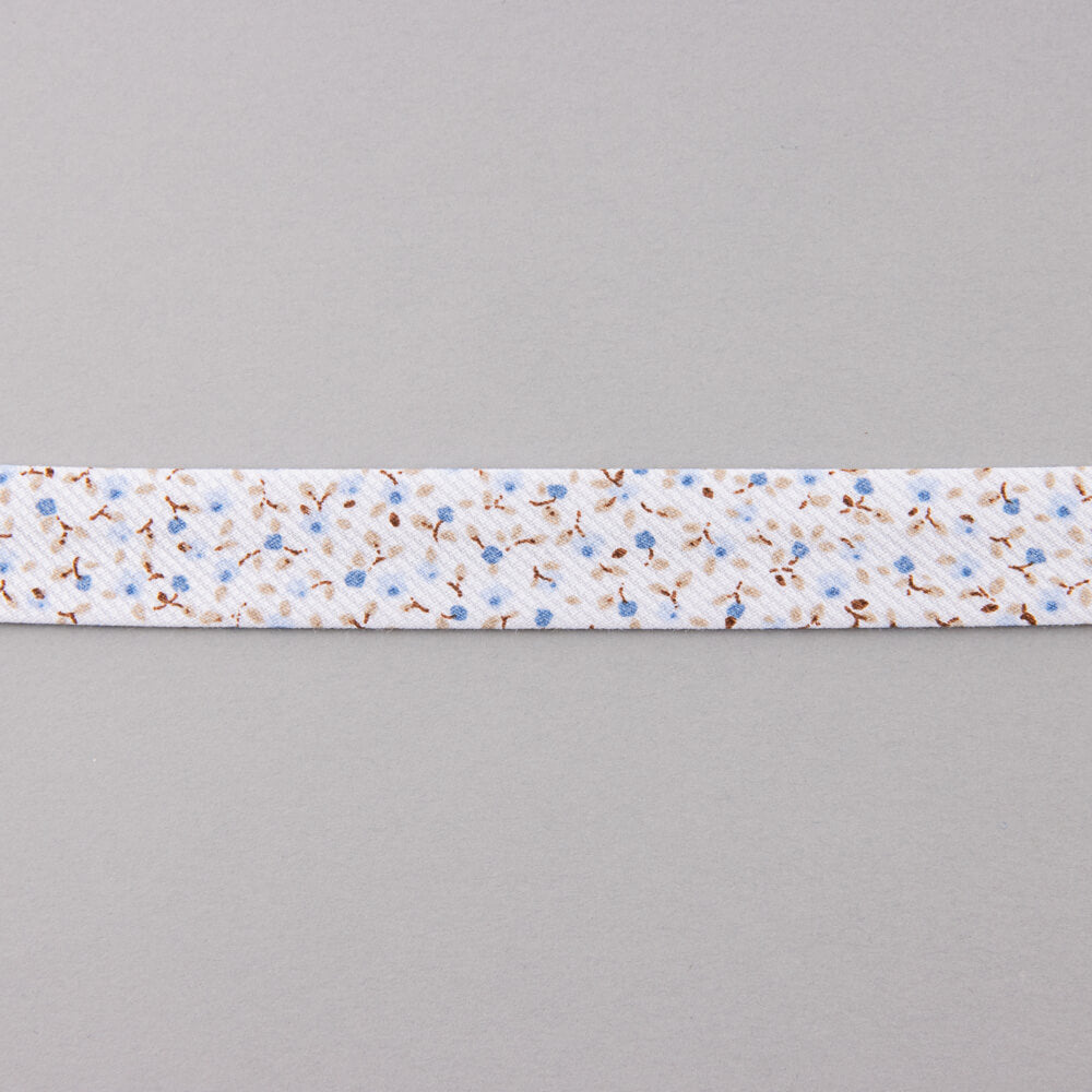 Ruban Biais Fleurs Bleu 18 mm - Ribes y Casals