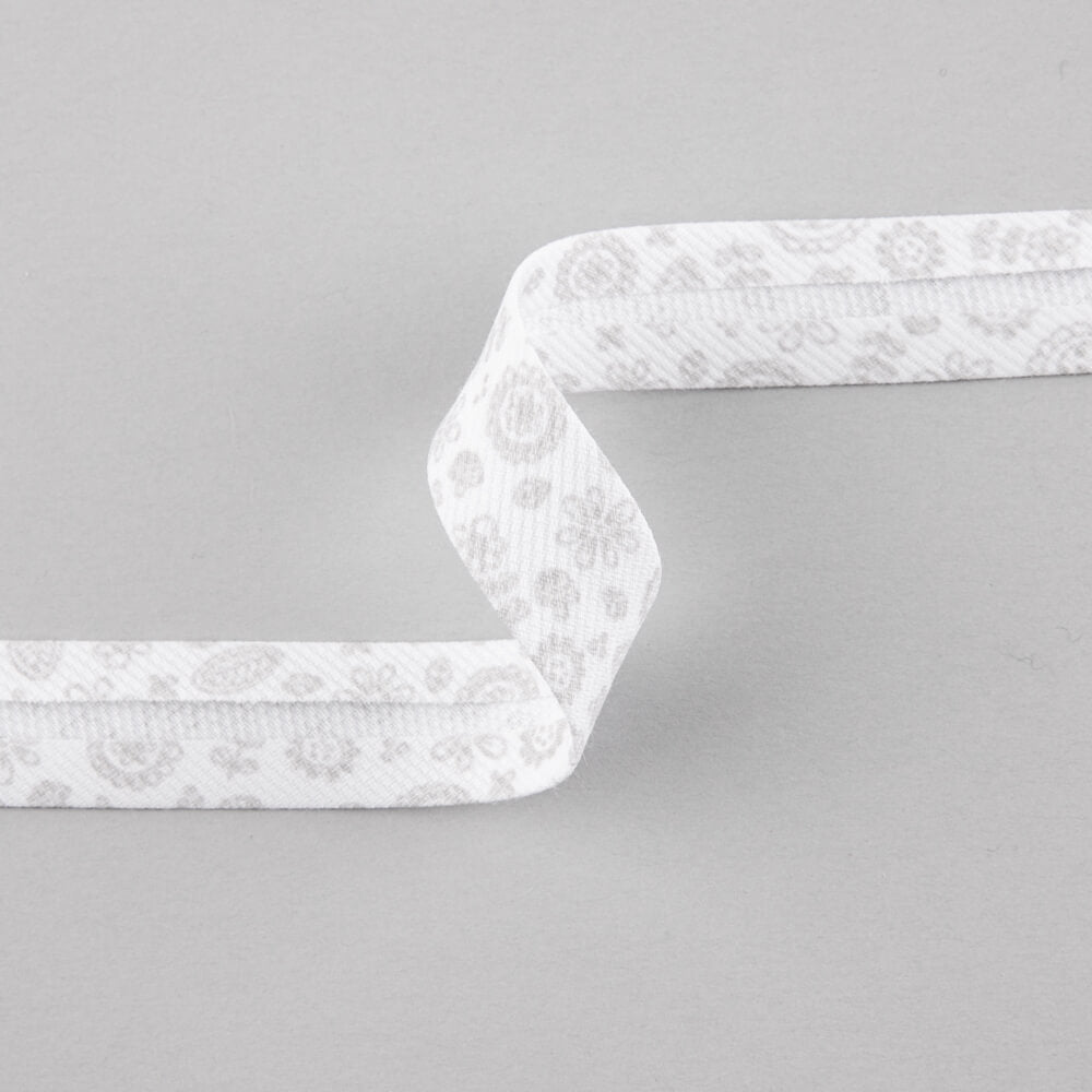 Ruban Biais Feuilles Gris 18 mm - Ribes y Casals