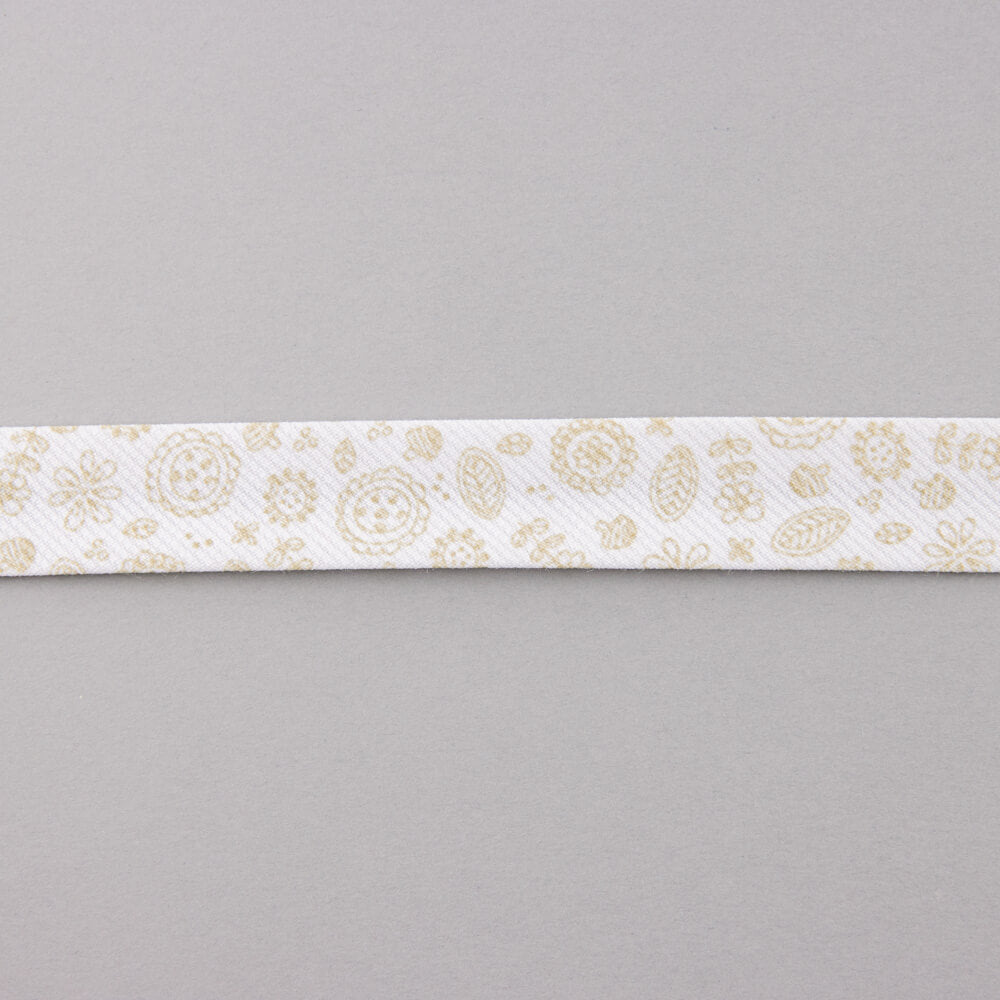 Ruban Biais Feuilles Beige 18 mm - Ribes y Casals