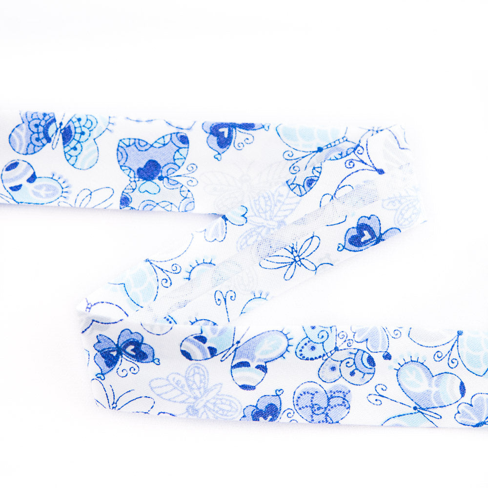 Ruban Biais Papillons Bleu 18 mm - Ribes y Casals