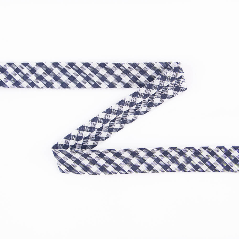 Ruban Biais Vichy Marine 18mm - Ribes y Casals