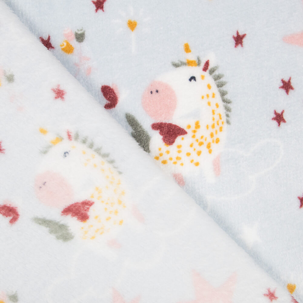 Tissu Peluche Poney Bleu - Ribes y Casals