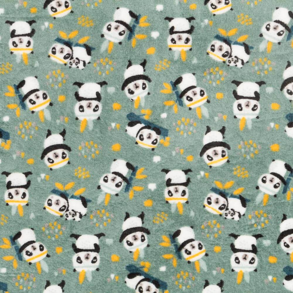 Minky Pandas Vert Double Face - Ribes y Casals