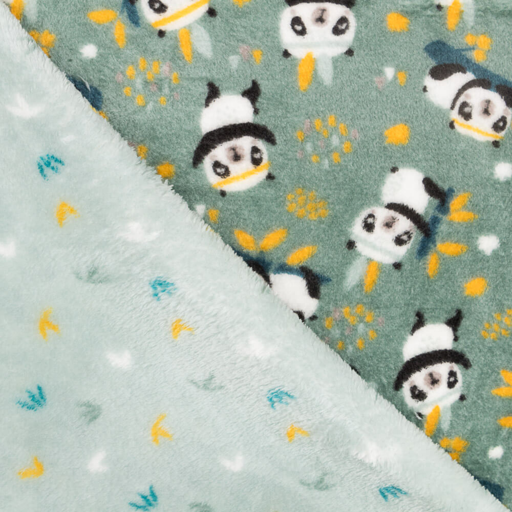 Minky Pandas Vert Double Face - Ribes y Casals