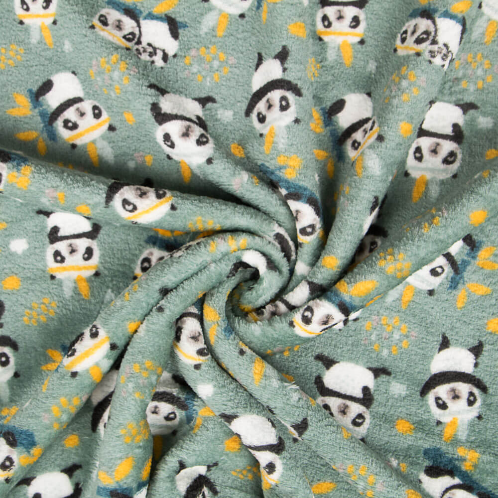 Minky Pandas Vert Double Face - Ribes y Casals