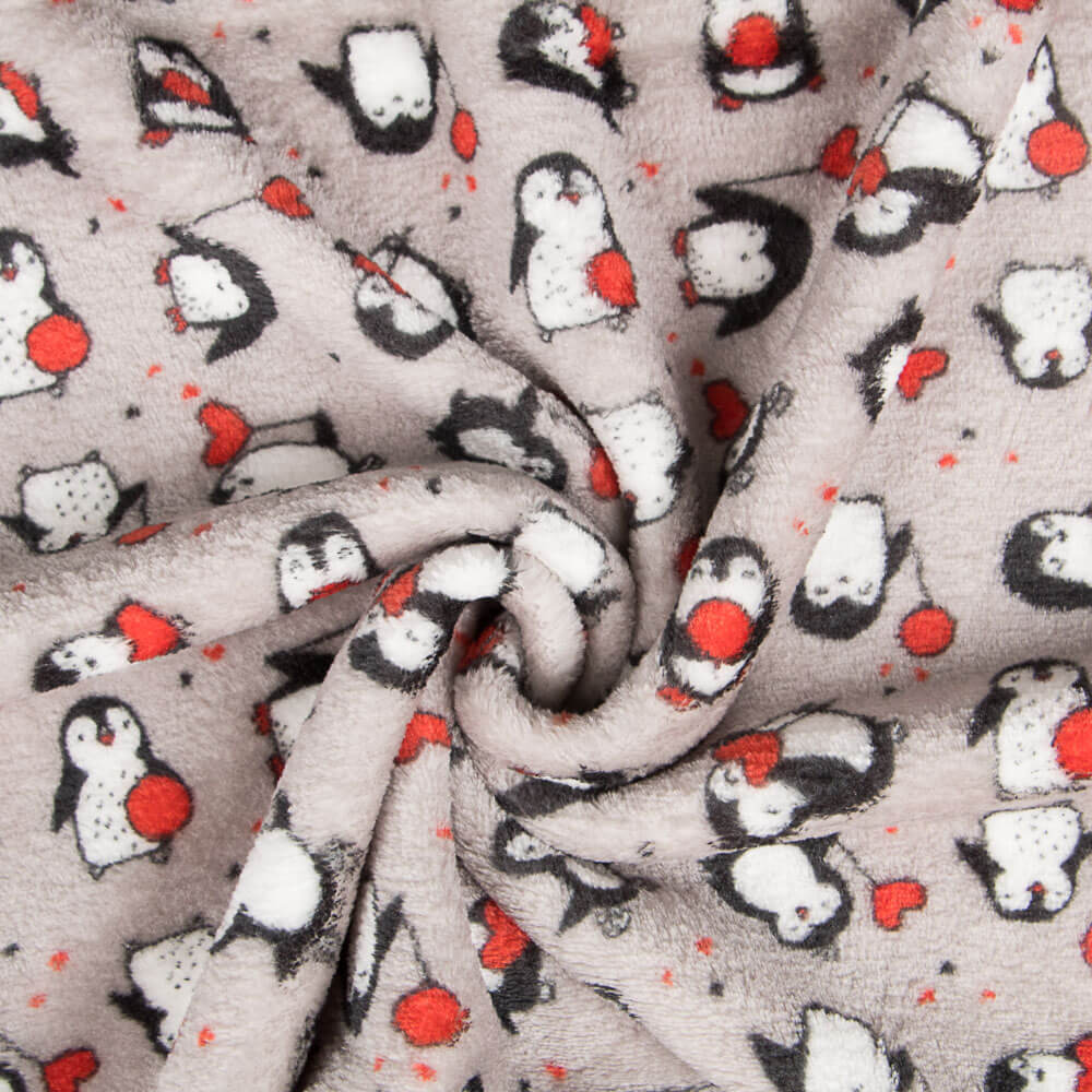 Minky Pingouins Gris Double Face - Ribes y Casals