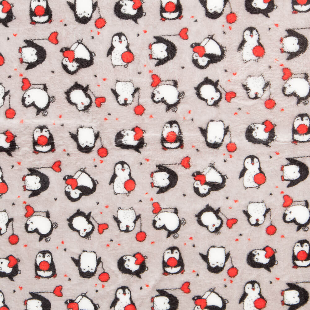 Minky Pingouins Gris Double Face - Ribes y Casals
