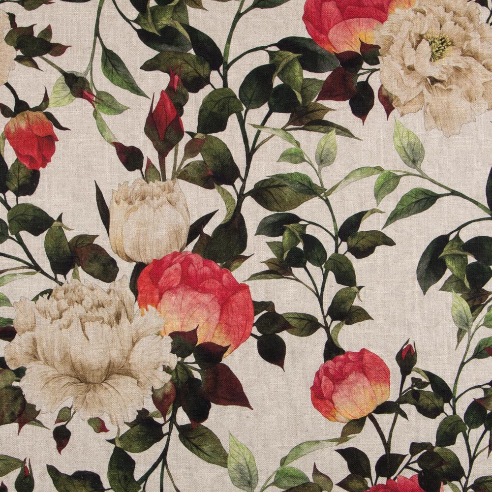 Tissu Rideau Rustique Crétonne Rouge - Ribes y Casals