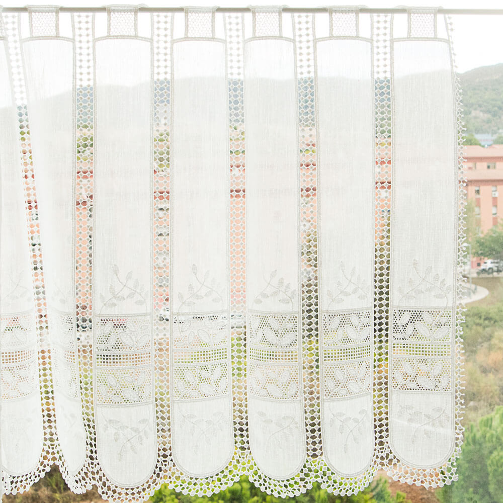 Rideau Mi-Fenêtre Vagues Brodées 60cm - Ribes y Casals