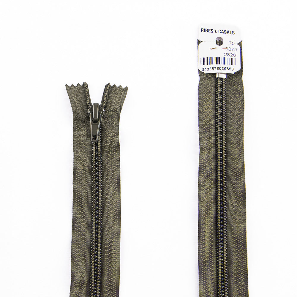 Fermeture Éclair Non Séparable Nylon Kaki Maille 5 - Ribes y Casals