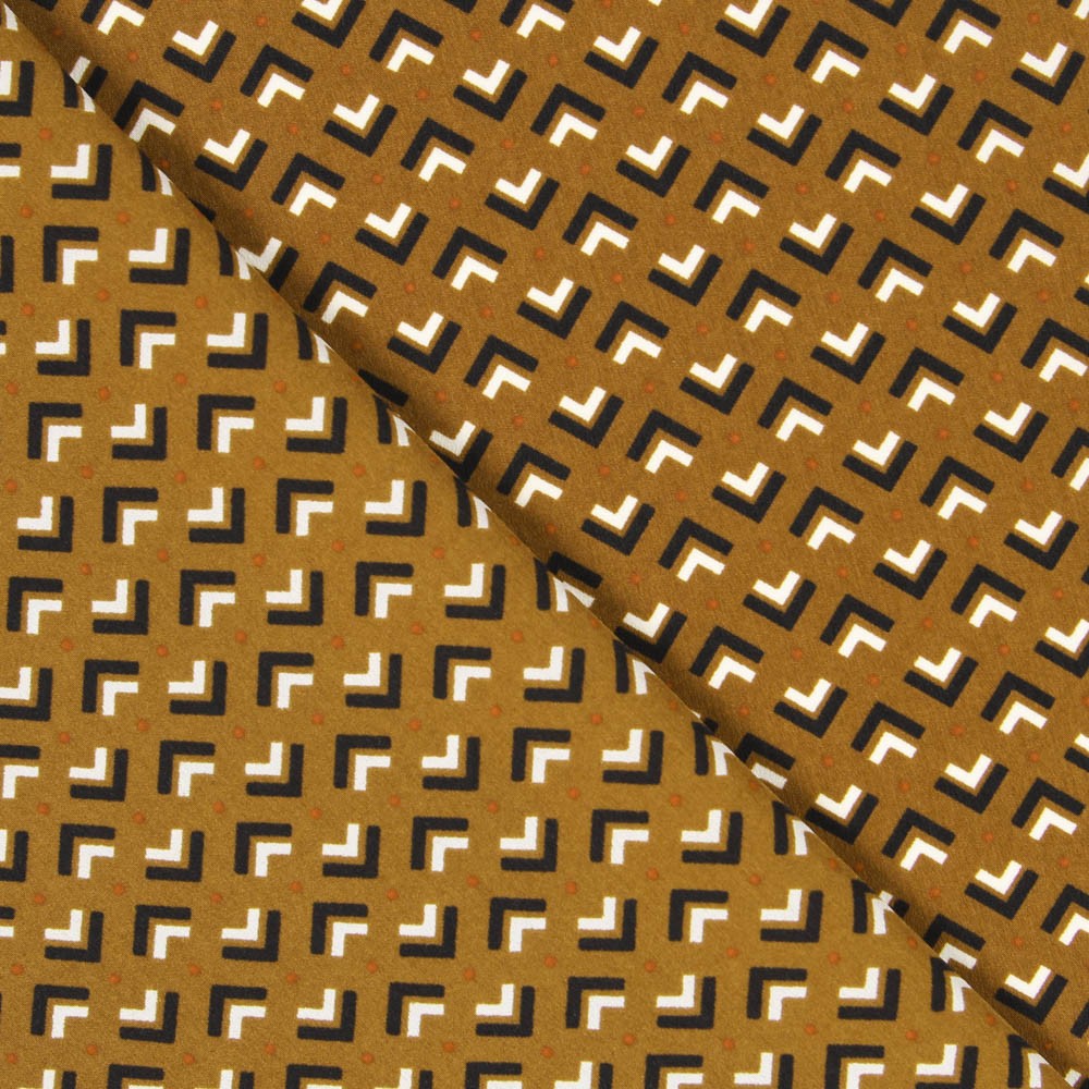 Crêpe De Chine Géométrique Marron - Ribes y Casals