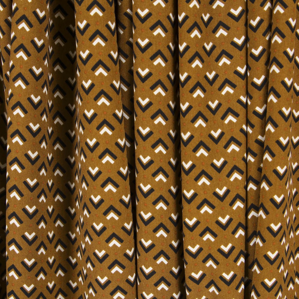 Crêpe De Chine Géométrique Marron - Ribes y Casals