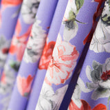 Crêpe Polyester Fleurs Mauve - Ribes y Casals