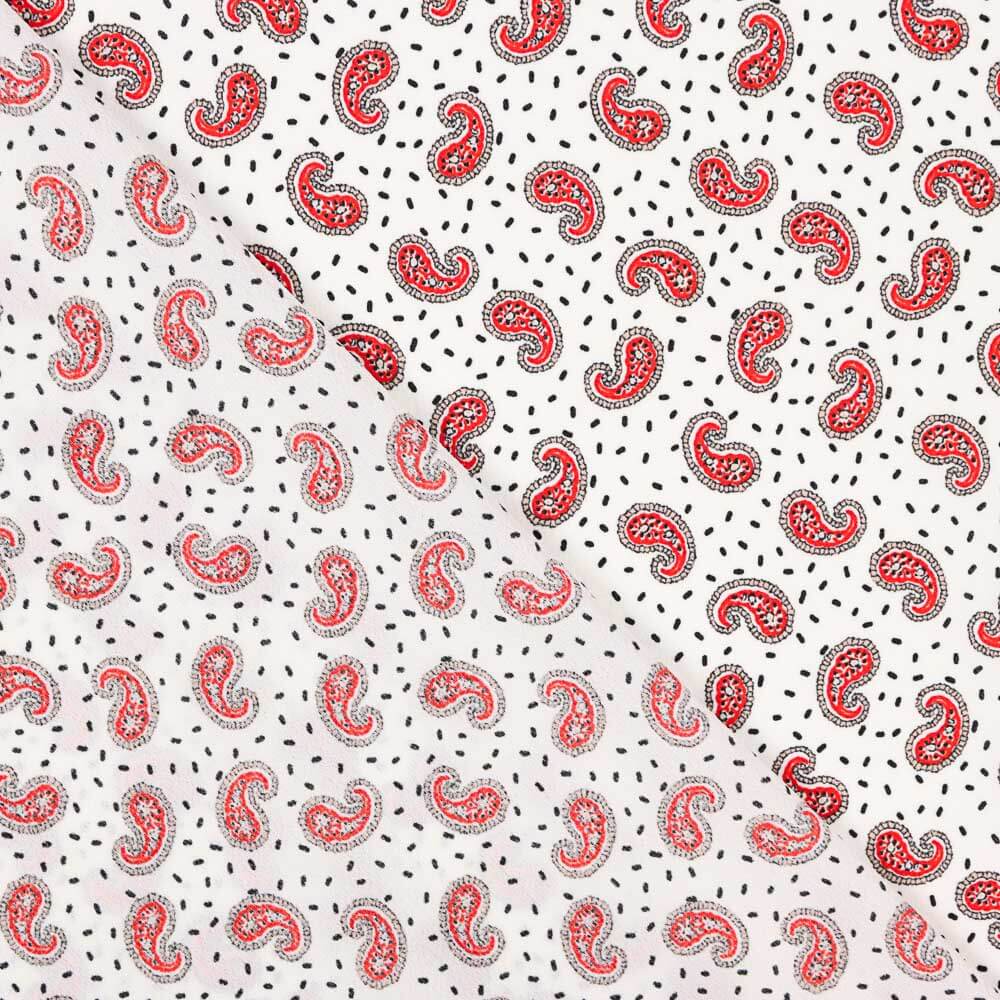 Crêpe Polyester Mini Cachemire Blanc - Ribes y Casals