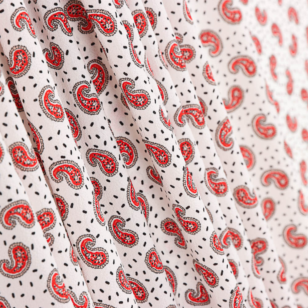 Crêpe Polyester Mini Cachemire Blanc - Ribes y Casals