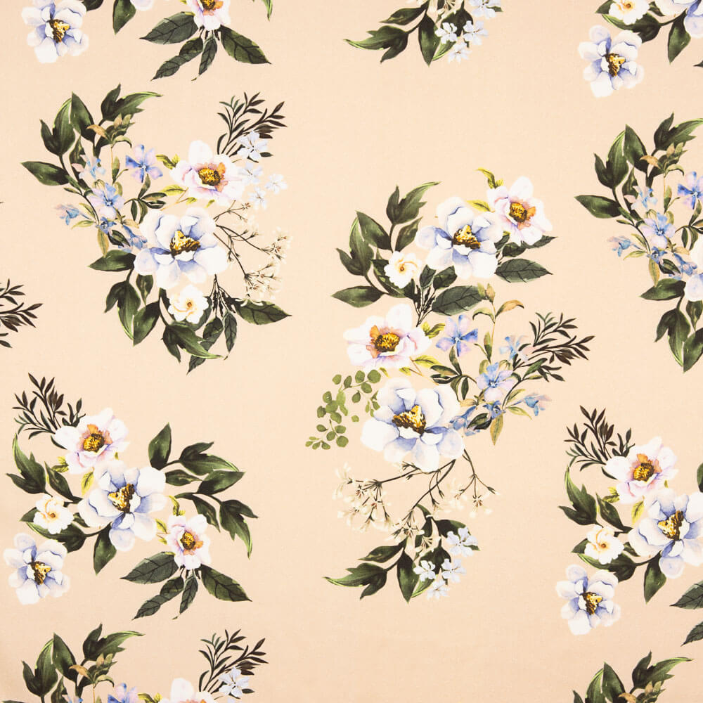 Crêpe Viscose Floral Beige - Ribes y Casals