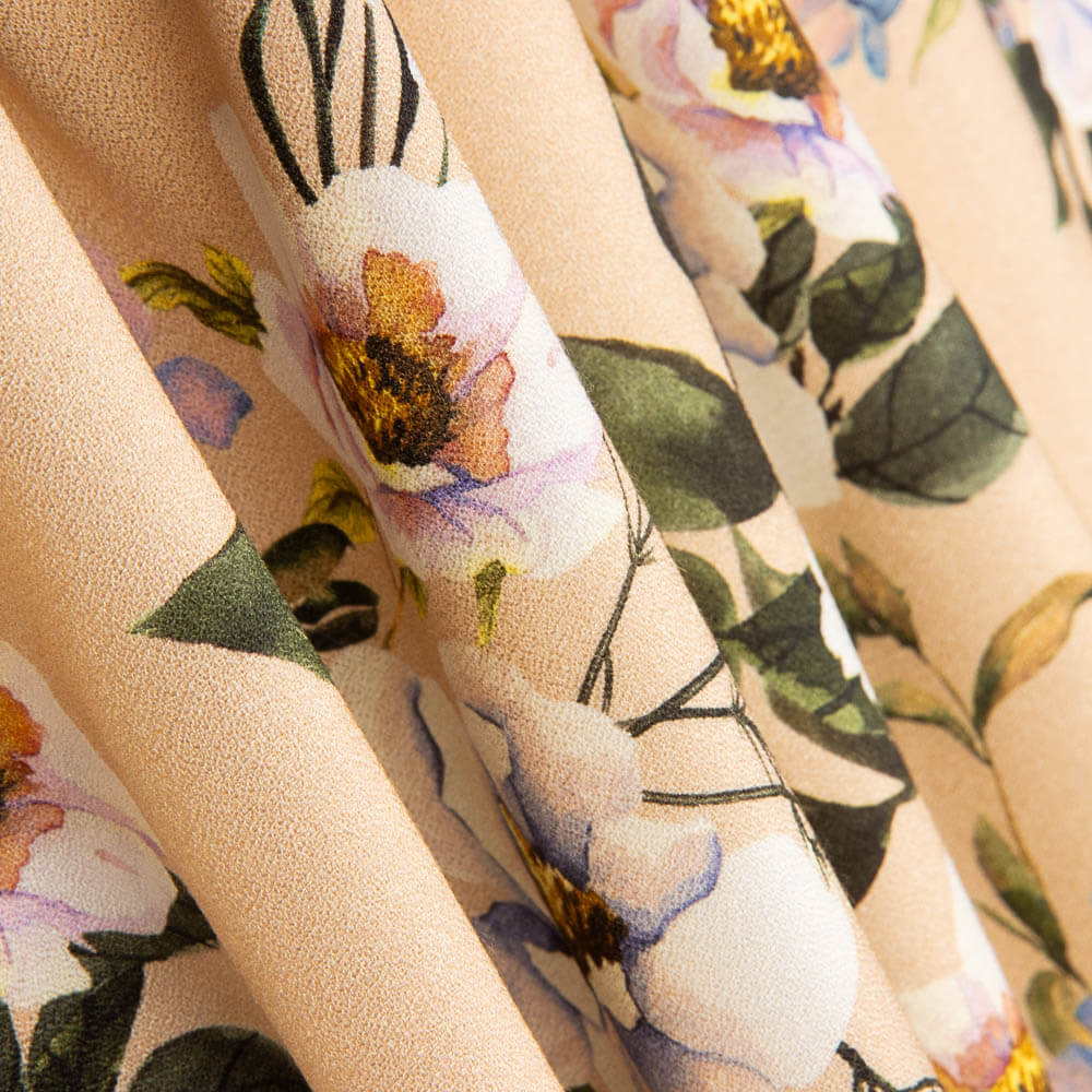 Crêpe Viscose Floral Beige - Ribes y Casals