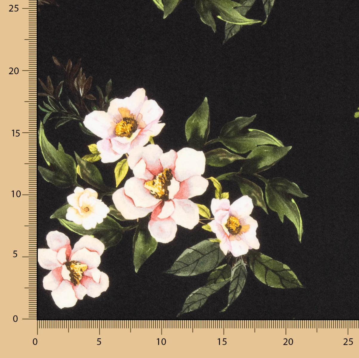 Crêpe De Viscose Floral Noir - Ribes y Casals