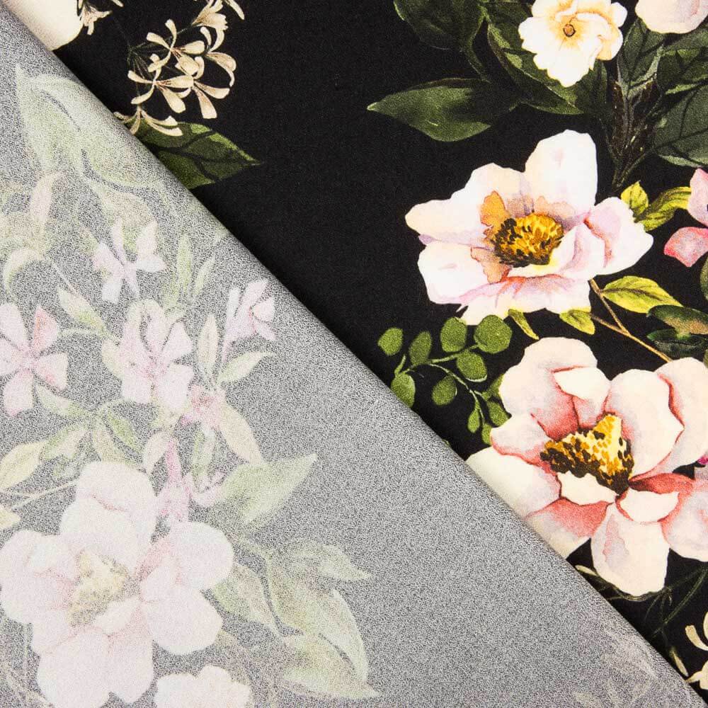 Crêpe De Viscose Floral Noir - Ribes y Casals