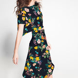 Crêpe Viscose Floral Bleu Gris - Ribes y Casals