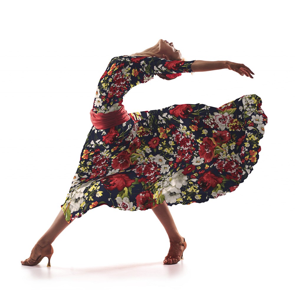 Crêpe Fleurs Motril Aigue-marine - Ribes y Casals