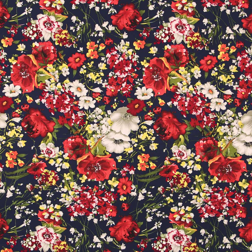 Crêpe Fleurs Motril Aigue-marine - Ribes y Casals