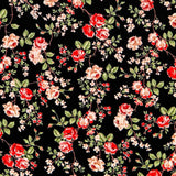 Crêpe Fleurs Crétonne Noir - Ribes y Casals