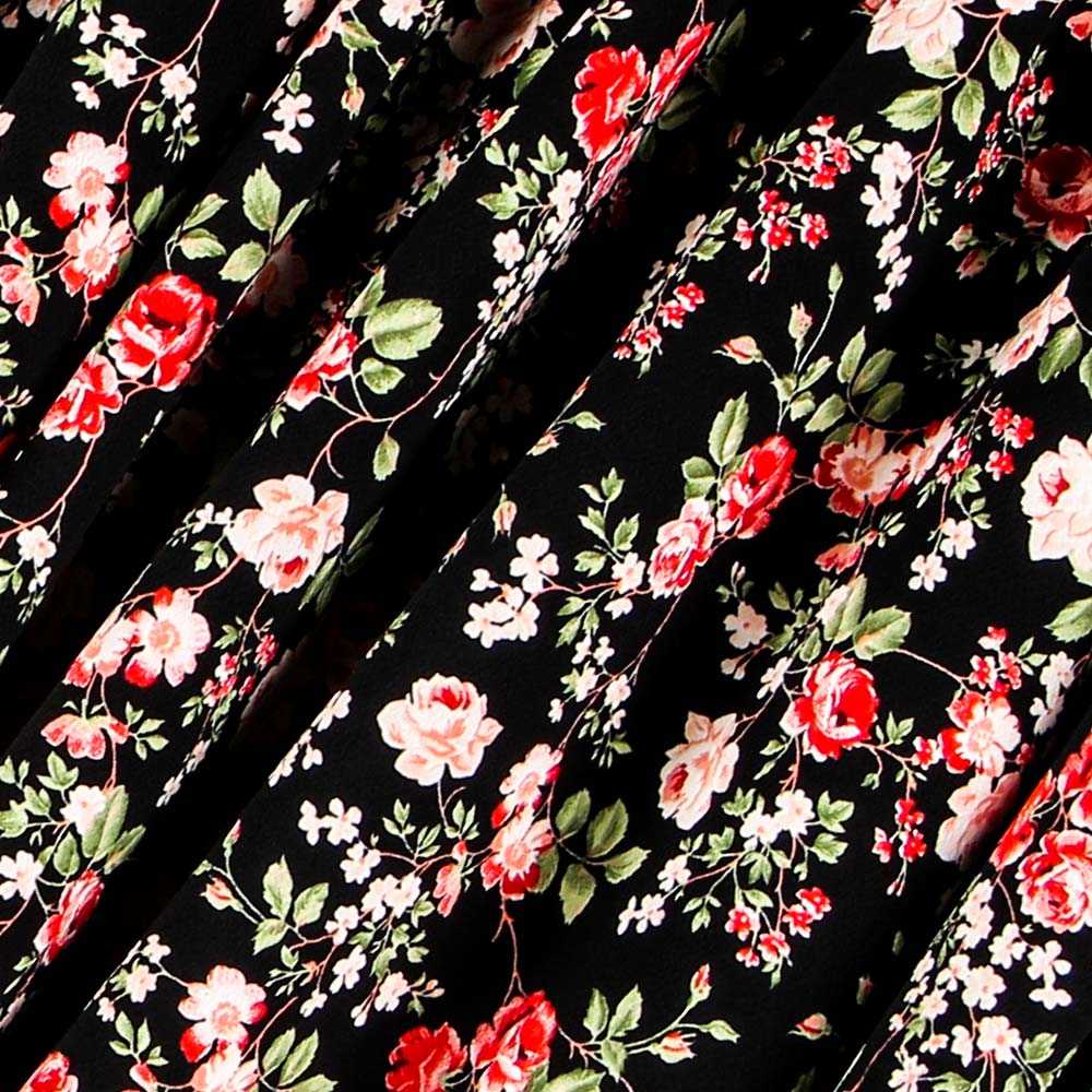 Crêpe Fleurs Crétonne Noir - Ribes y Casals