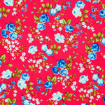 Crêpe Fleurs Crétonne Rouge - Ribes y Casals