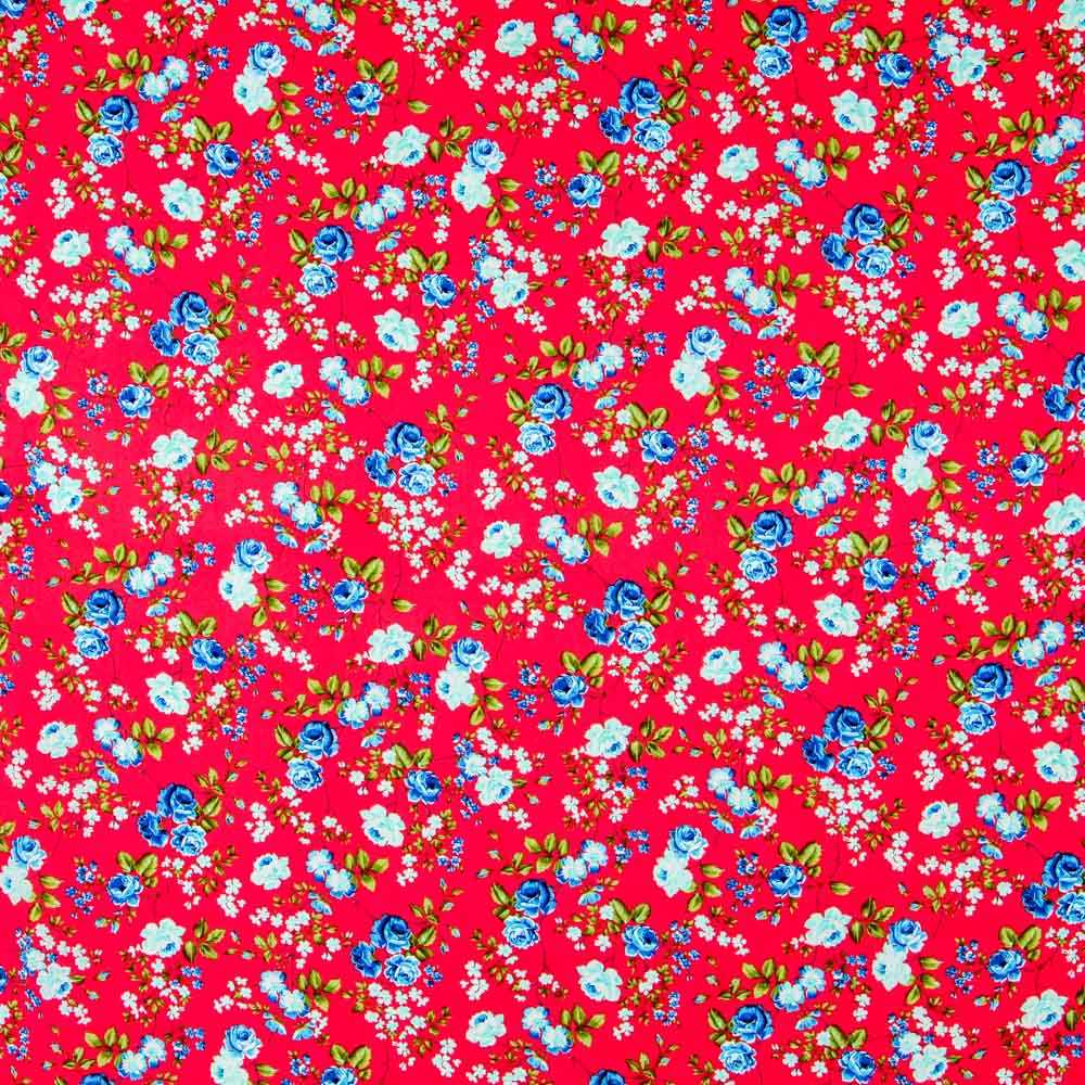 Crêpe Fleurs Crétonne Rouge - Ribes y Casals