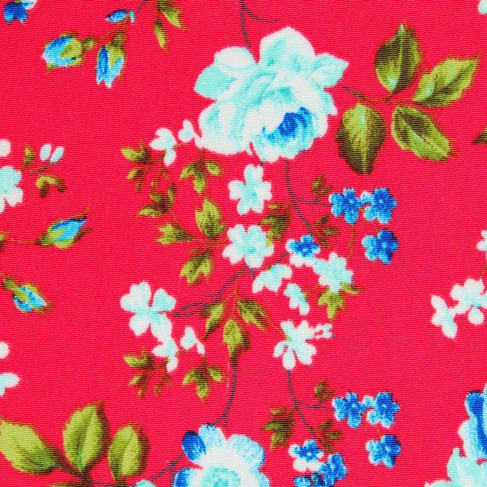 Crêpe Fleurs Crétonne Rouge - Ribes y Casals