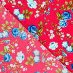 Crêpe Fleurs Crétonne Rouge - Ribes y Casals