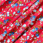 Crêpe Fleurs Crétonne Rouge - Ribes y Casals