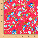 Crêpe Fleurs Crétonne Rouge - Ribes y Casals