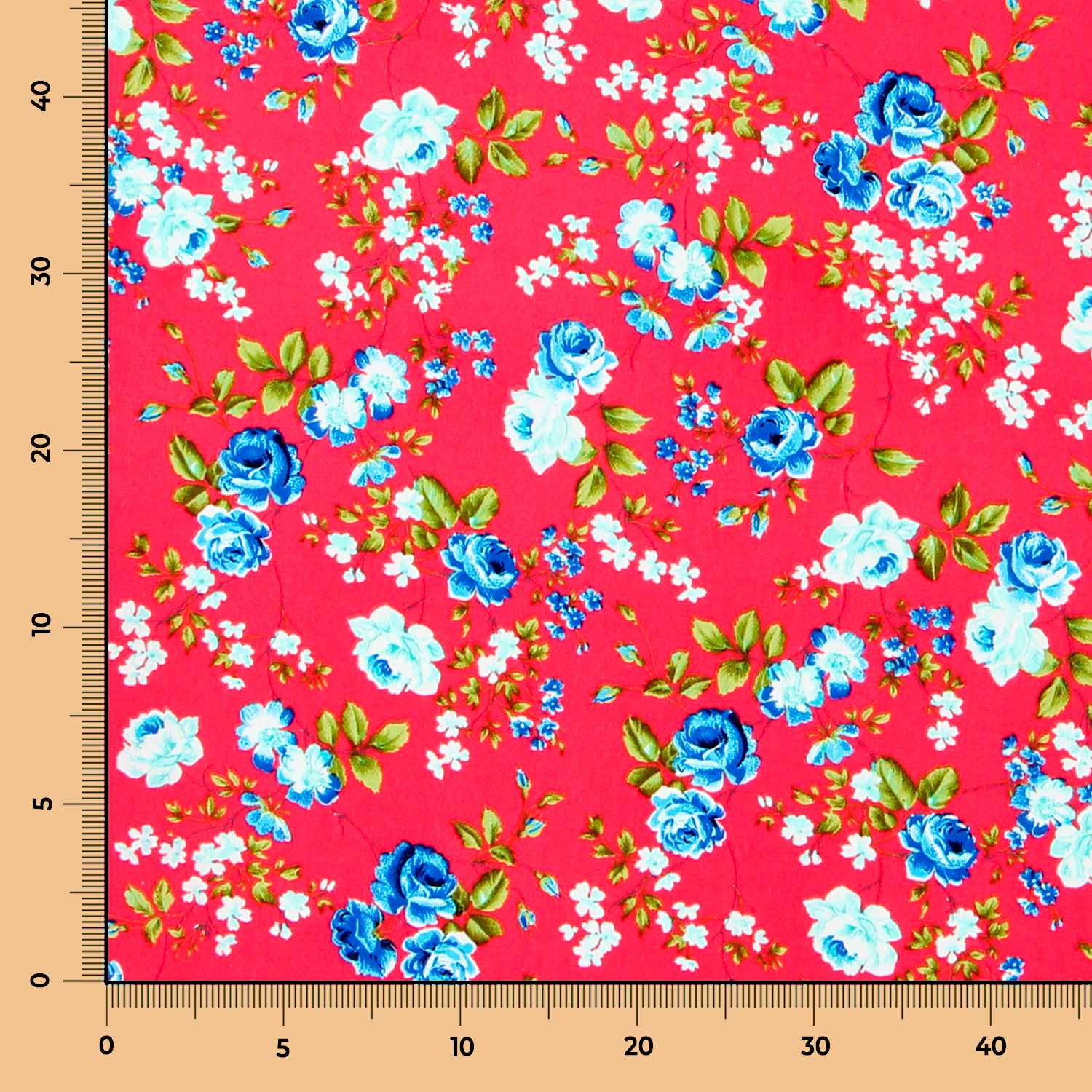 Crêpe Fleurs Crétonne Rouge - Ribes y Casals