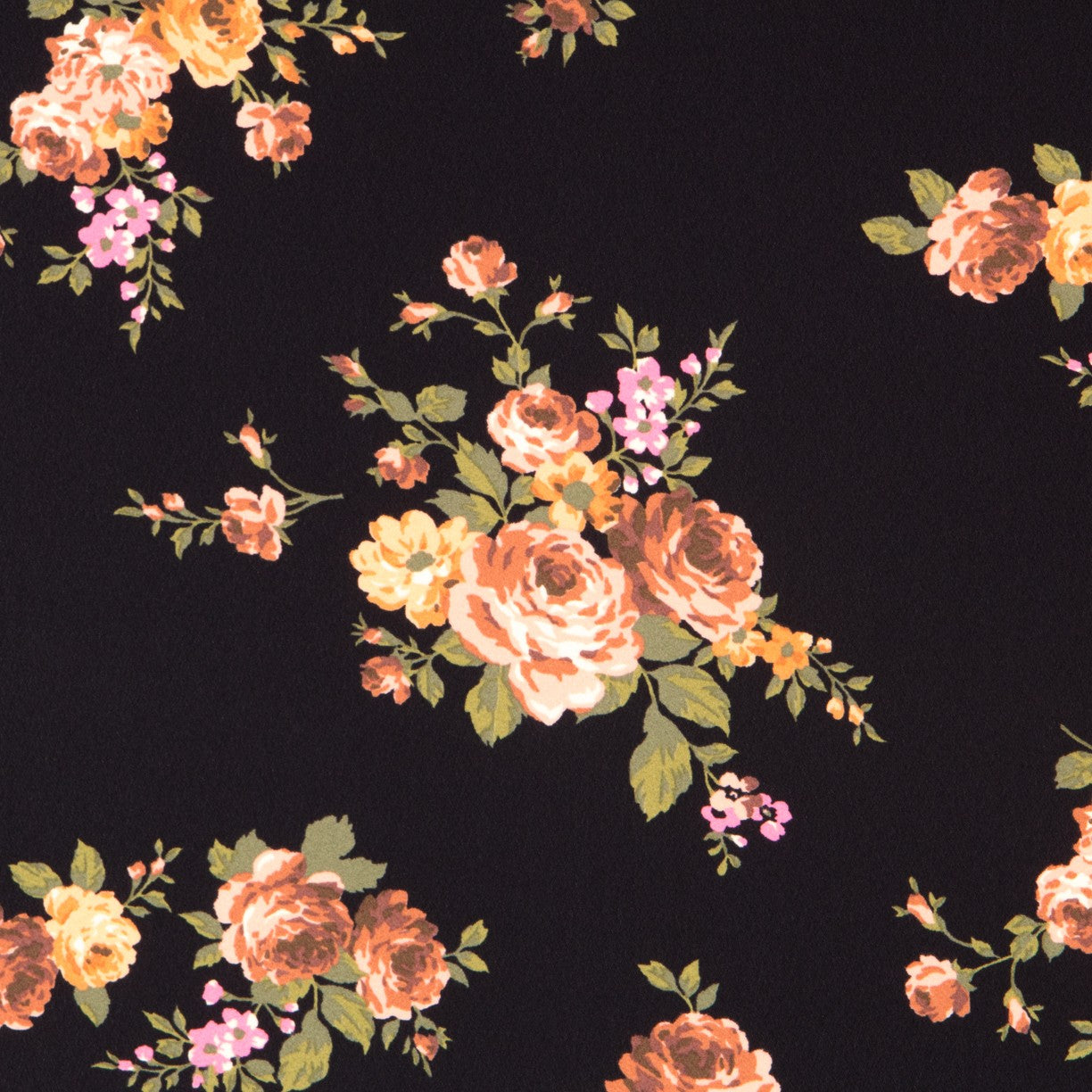 Crêpe Fleurs Crétonne Noir - Ribes y Casals