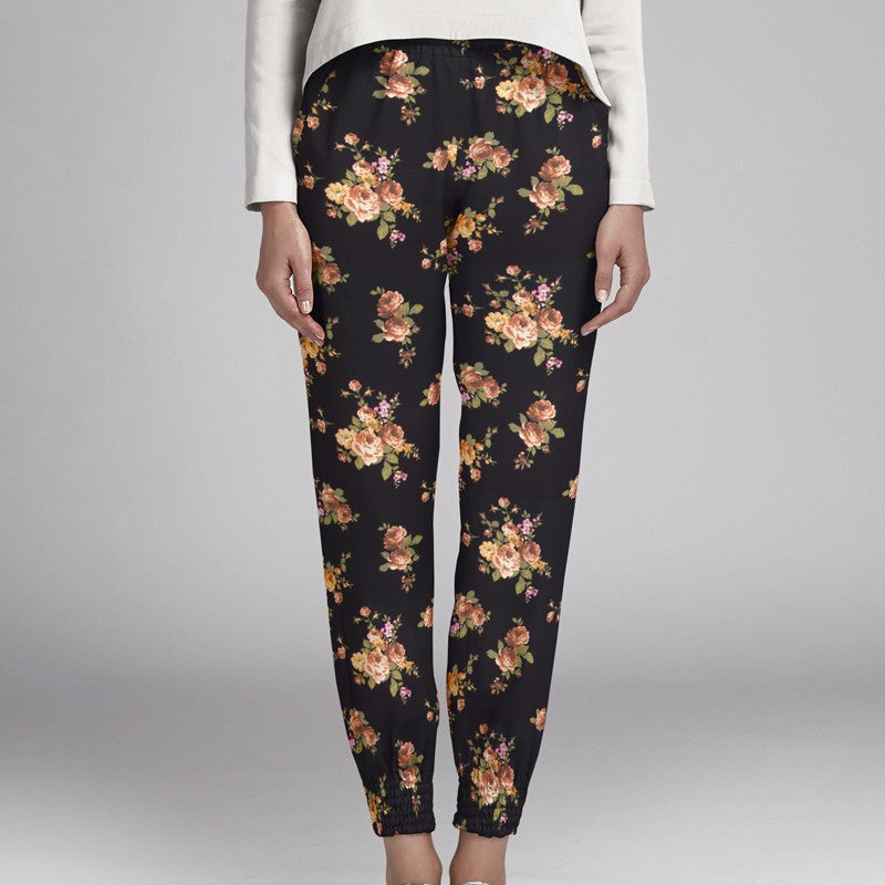 Crêpe Fleurs Crétonne Noir - Ribes y Casals