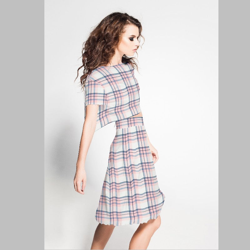 Crepe à Carreaux Écossais Rose - Ribes y Casals