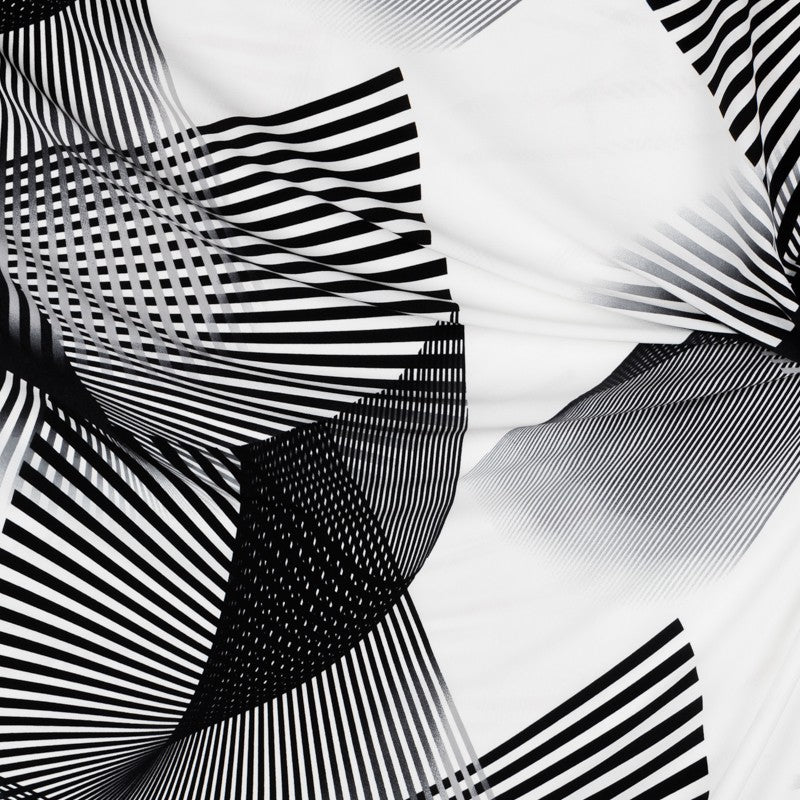 Crepe Diagonal Blanc Noir - Ribes y Casals