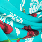 Crepe Fleurs Flamenca Aigue Marine - Ribes y Casals